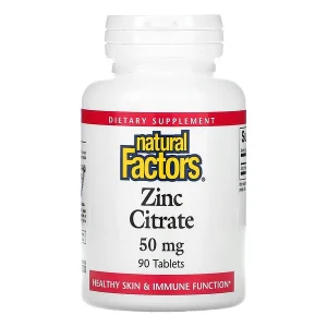 Natural Factors - Citrate de zinc 50 mg 90 comprimés